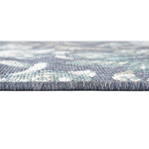 Blue 7' 10 x 7' 10 Outdoor Coastal Square Area Rug Weather Resistant for Patio, Deck, Terrace, Balcony, Porch 100% Polypropylene Coastal Decor Carpet for Sale at Rug Engine