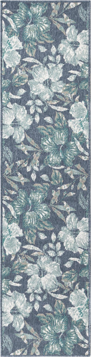 Blue 2' x 8' Outdoor Coastal Runner Area Rug Weather Resistant for Patio, Deck, Terrace, Balcony, Porch 100% Polypropylene Coastal Decor Carpet for Sale at Rug Engine