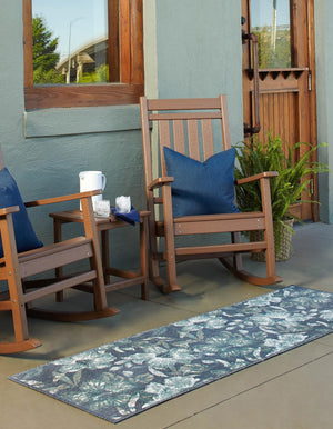 Blue 2' x 6' Outdoor Coastal Runner Area Rug Weather Resistant for Patio, Deck, Terrace, Balcony, Porch 100% Polypropylene Coastal Decor Carpet for Sale at Rug Engine