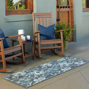 Blue 2' x 6' Outdoor Coastal Runner Area Rug Weather Resistant for Patio, Deck, Terrace, Balcony, Porch 100% Polypropylene Coastal Decor Carpet for Sale at Rug Engine