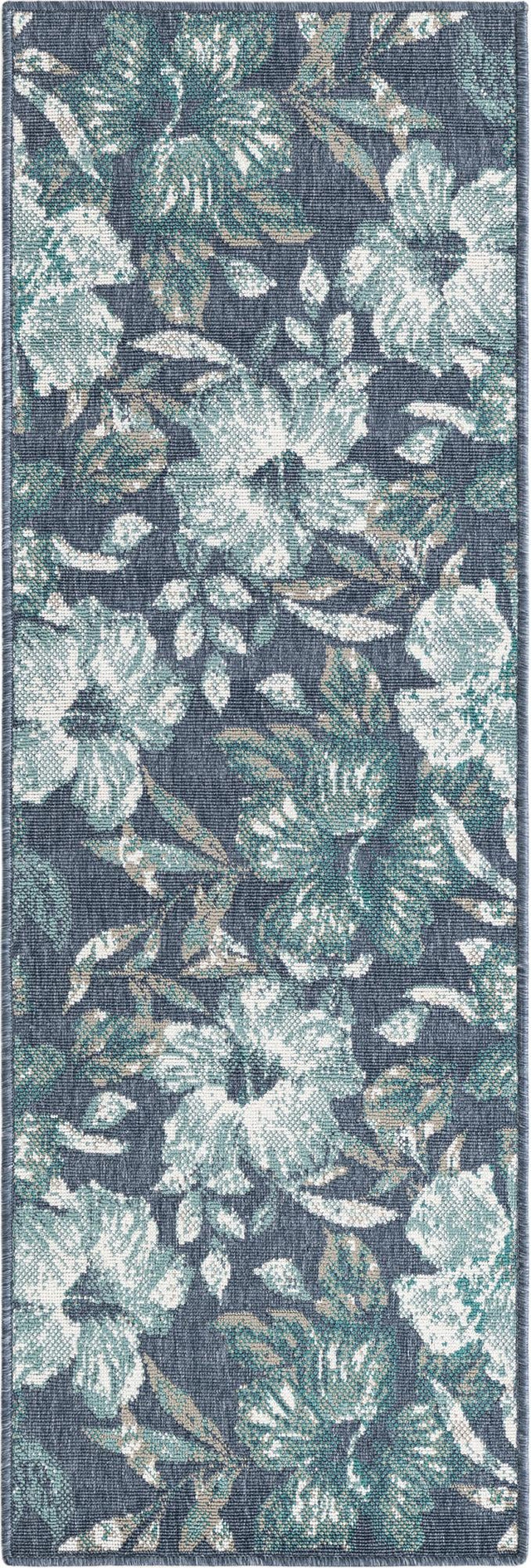Blue 2' x 6' Outdoor Coastal Runner Area Rug Weather Resistant for Patio, Deck, Terrace, Balcony, Porch 100% Polypropylene Coastal Decor Carpet for Sale at Rug Engine