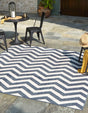 Navy Blue 7' 10 x 7' 10 Outdoor Coastal Square Area Rug Weather Resistant for Patio, Deck, Terrace, Balcony, Porch 100% Polypropylene Coastal Decor Carpet for Sale at Rug Engine