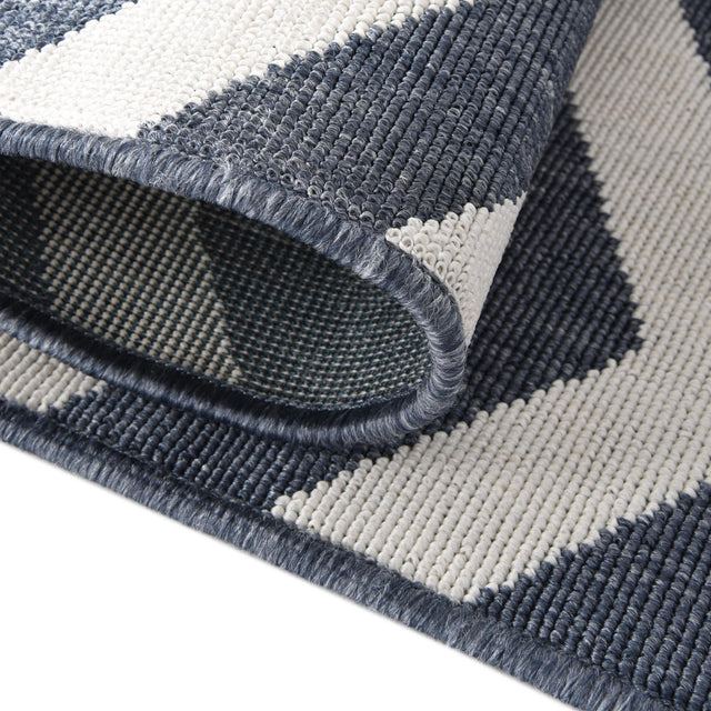 Navy Blue 7' 10 x 7' 10 Outdoor Coastal Square Area Rug Weather Resistant for Patio, Deck, Terrace, Balcony, Porch 100% Polypropylene Coastal Decor Carpet for Sale at Rug Engine
