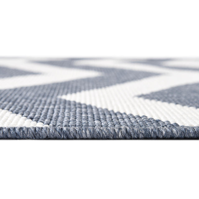 Navy Blue 7' x 7' Outdoor Coastal Round Area Rug Weather Resistant for Patio, Deck, Terrace, Balcony, Porch 100% Polypropylene Coastal Decor Carpet for Sale at Rug Engine