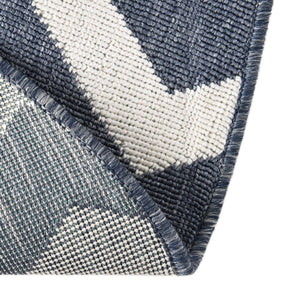 Navy Blue 7' x 7' Outdoor Coastal Round Area Rug Weather Resistant for Patio, Deck, Terrace, Balcony, Porch 100% Polypropylene Coastal Decor Carpet for Sale at Rug Engine