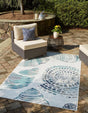 Ivory 6' 1 x 9' Outdoor Coastal Rectangle Area Rug Weather Resistant for Patio, Deck, Terrace, Balcony, Porch 100% Polypropylene Coastal Decor Carpet for Sale at Rug Engine