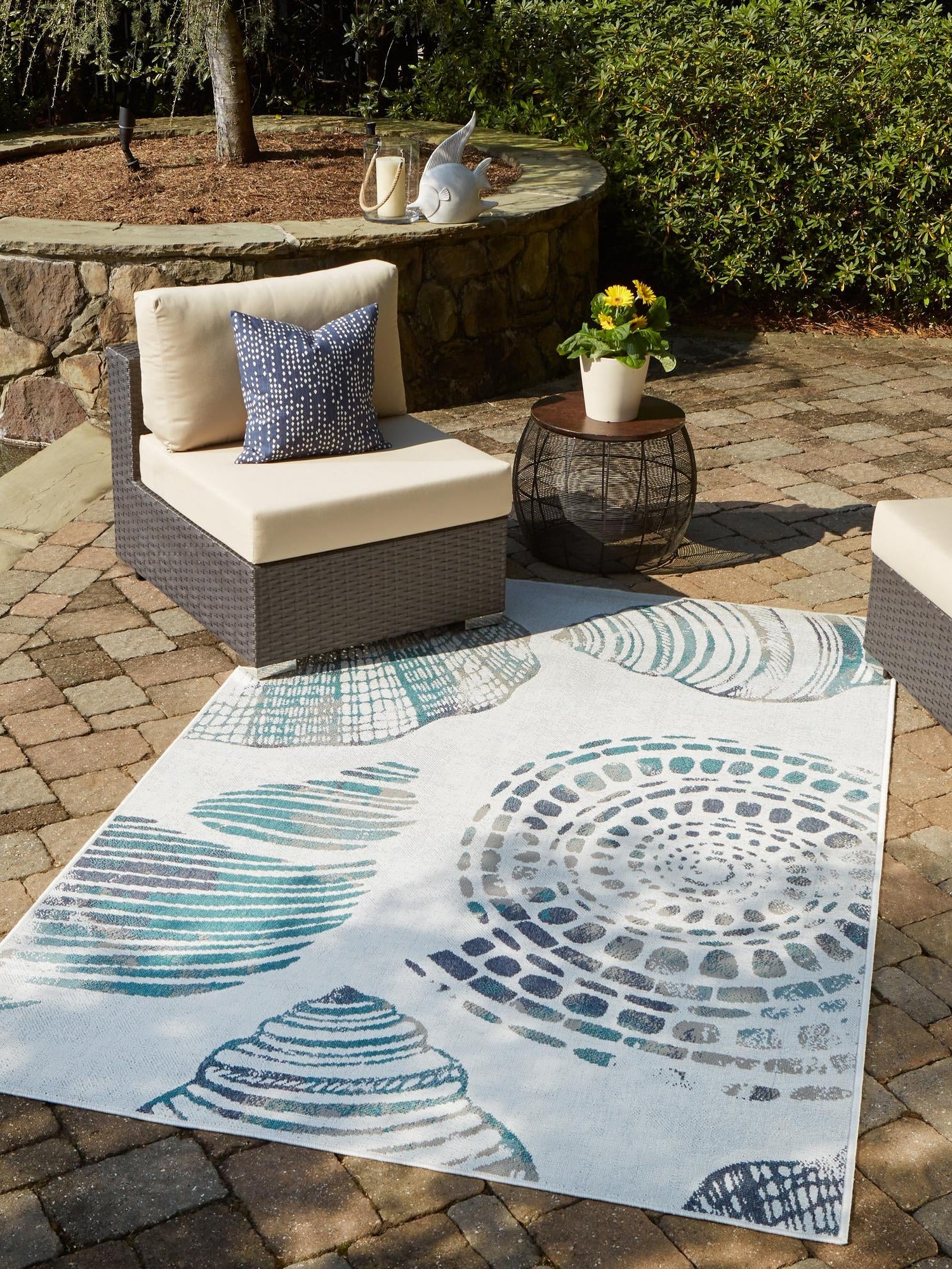 Ivory 1' 3 x 1' 3 Outdoor Coastal Sample Area Rug Weather Resistant for Patio, Deck, Terrace, Balcony, Porch 100% Polypropylene Coastal Decor Carpet for Sale at Rug Engine