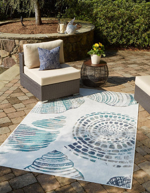 Ivory 1' 3 x 1' 3 Outdoor Coastal Sample Area Rug Weather Resistant for Patio, Deck, Terrace, Balcony, Porch 100% Polypropylene Coastal Decor Carpet for Sale at Rug Engine