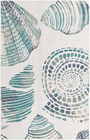 Ivory 5' 3 x 8' Outdoor Coastal Rectangle Area Rug Weather Resistant for Patio, Deck, Terrace, Balcony, Porch 100% Polypropylene Coastal Decor Carpet for Sale at Rug Engine