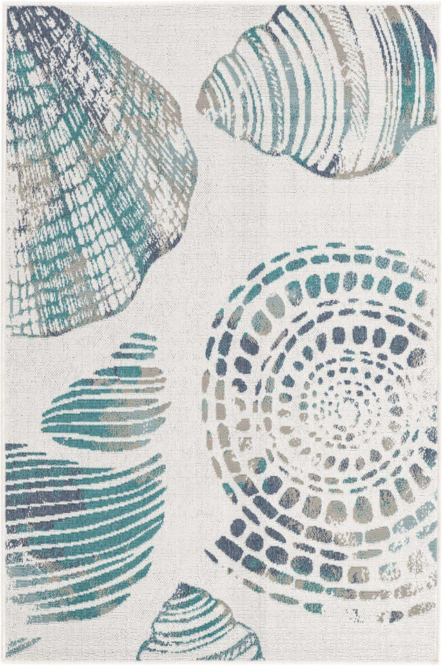 Ivory 4' x 6' Outdoor Coastal Rectangle Area Rug Weather Resistant for Patio, Deck, Terrace, Balcony, Porch 100% Polypropylene Coastal Decor Carpet for Sale at Rug Engine