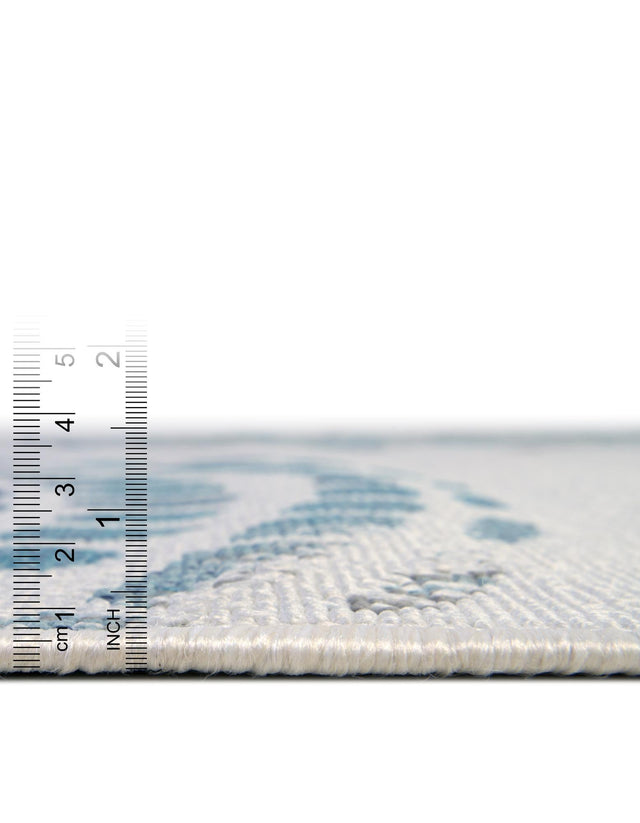 Ivory 5' 3 x 5' 3 Outdoor Coastal Round Area Rug Weather Resistant for Patio, Deck, Terrace, Balcony, Porch 100% Polypropylene Coastal Decor Carpet for Sale at Rug Engine