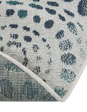 Ivory 5' 3 x 5' 3 Outdoor Coastal Round Area Rug Weather Resistant for Patio, Deck, Terrace, Balcony, Porch 100% Polypropylene Coastal Decor Carpet for Sale at Rug Engine