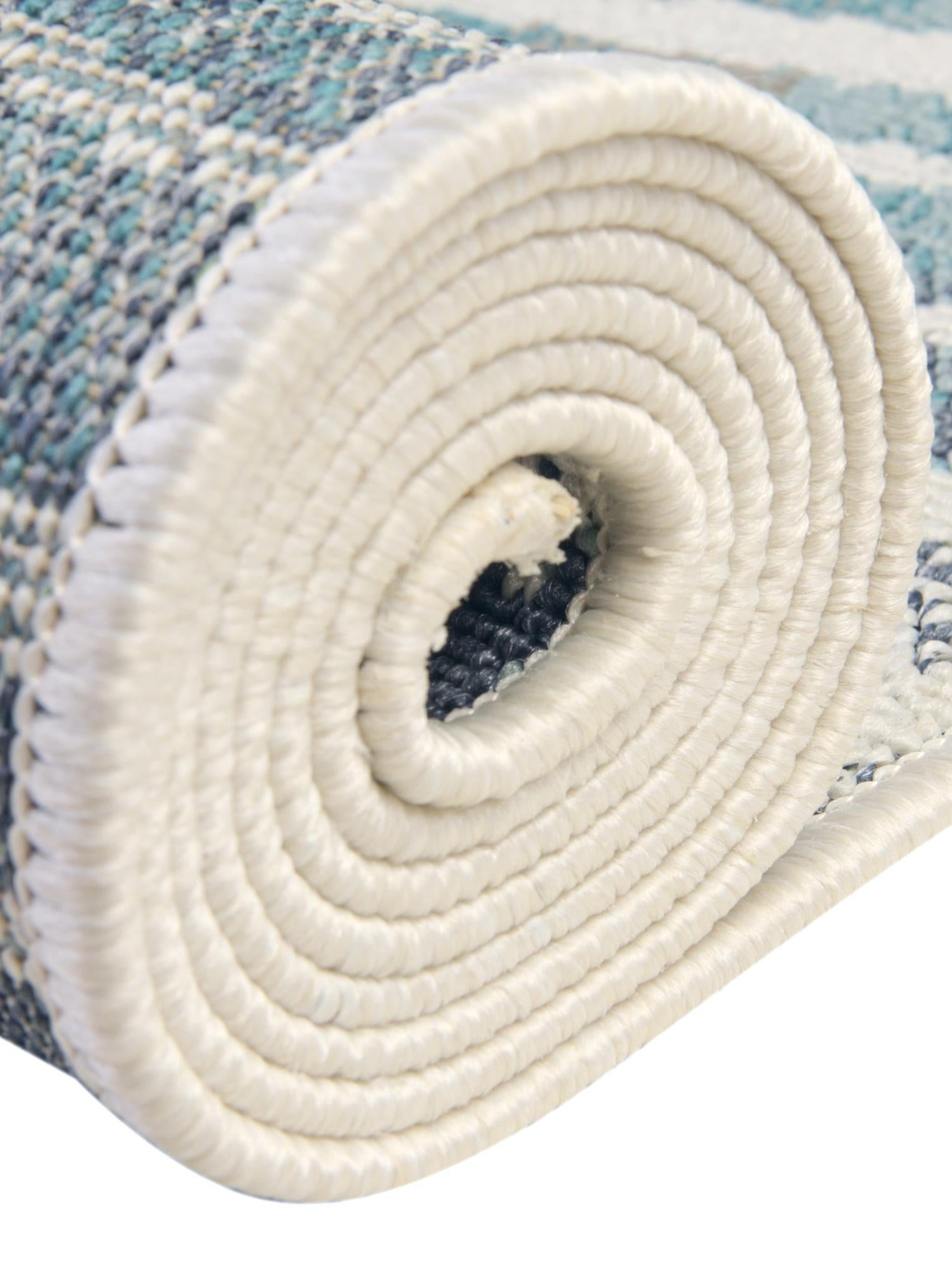 Ivory 7' 10 x 7' 10 Outdoor Coastal Round Area Rug Weather Resistant for Patio, Deck, Terrace, Balcony, Porch 100% Polypropylene Coastal Decor Carpet for Sale at Rug Engine