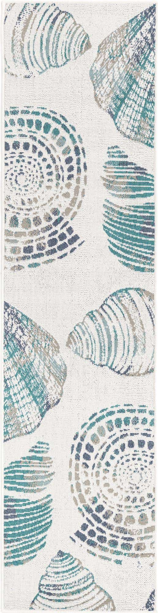 Ivory 2' x 8' Outdoor Coastal Runner Area Rug Weather Resistant for Patio, Deck, Terrace, Balcony, Porch 100% Polypropylene Coastal Decor Carpet for Sale at Rug Engine