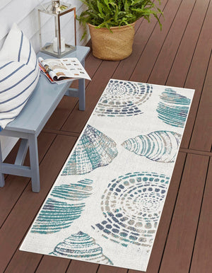 Ivory 2' x 5' 1 Outdoor Coastal Runner Area Rug Weather Resistant for Patio, Deck, Terrace, Balcony, Porch 100% Polypropylene Coastal Decor Carpet for Sale at Rug Engine