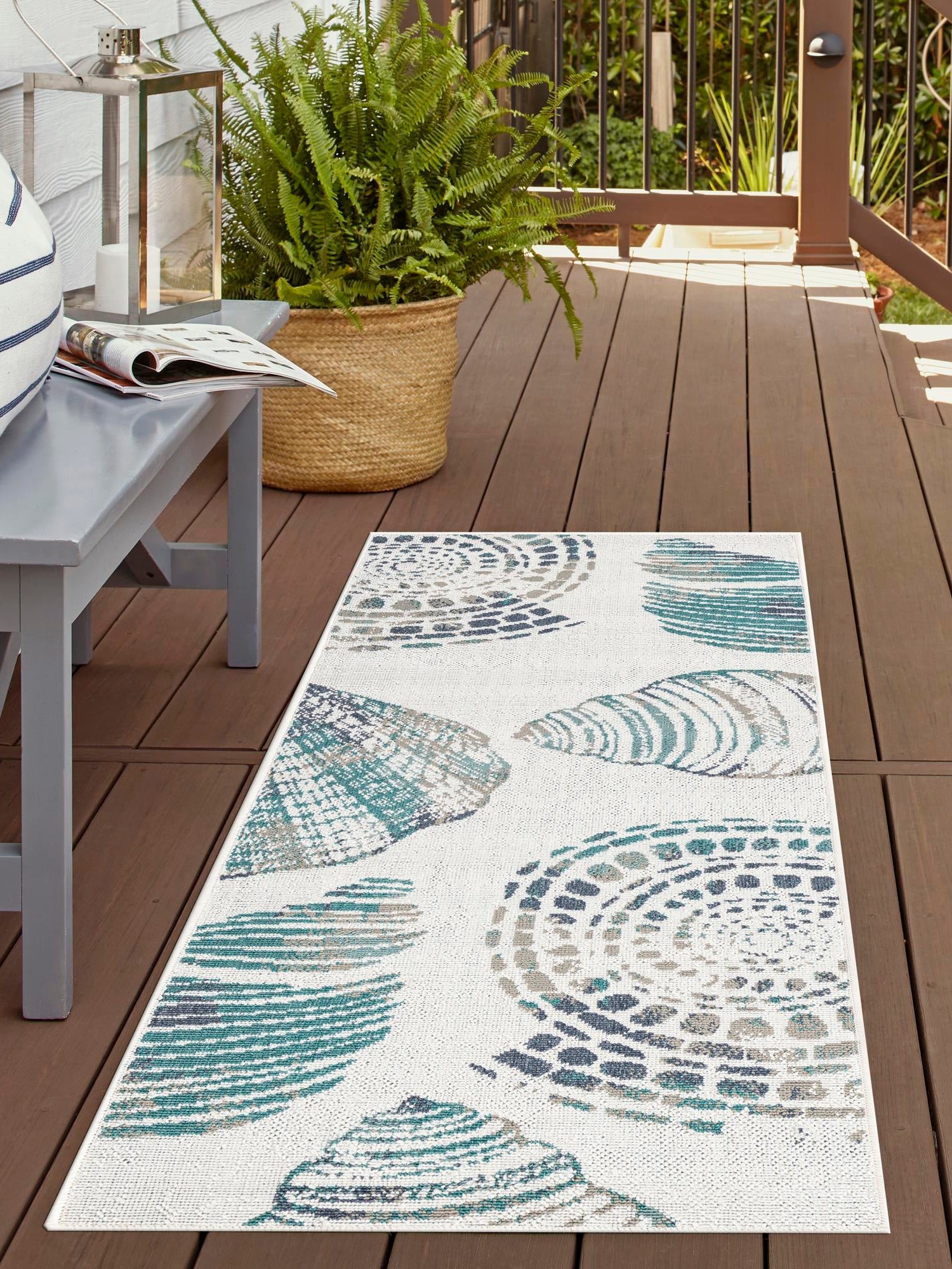 Ivory 2' 7 x 12' Outdoor Coastal Runner Area Rug Weather Resistant for Patio, Deck, Terrace, Balcony, Porch 100% Polypropylene Coastal Decor Carpet for Sale at Rug Engine