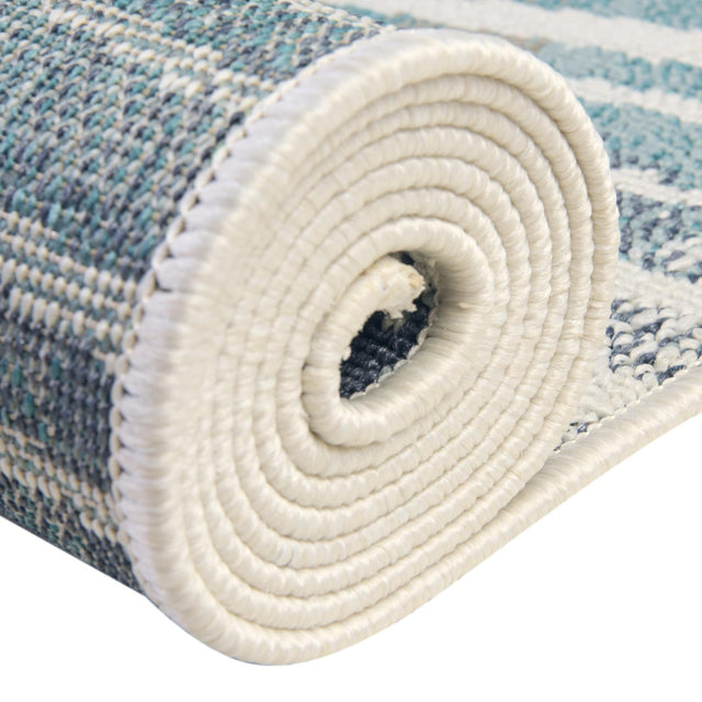Ivory 2' 7 x 12' Outdoor Coastal Runner Area Rug Weather Resistant for Patio, Deck, Terrace, Balcony, Porch 100% Polypropylene Coastal Decor Carpet for Sale at Rug Engine