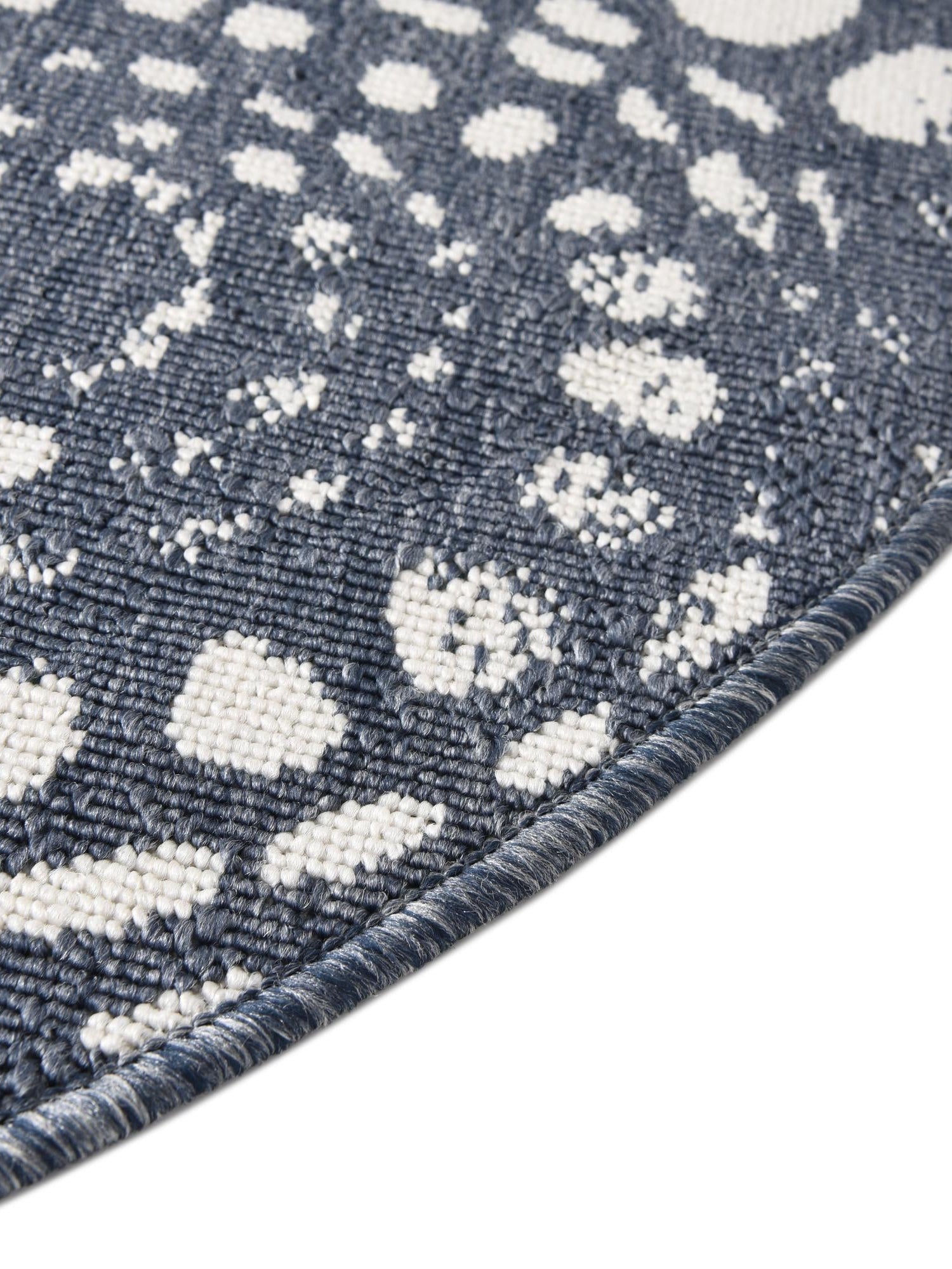 Navy Blue 4' x 4' Outdoor Coastal Round Area Rug Weather Resistant for Patio, Deck, Terrace, Balcony, Porch 100% Polypropylene Coastal Decor Carpet for Sale at Rug Engine