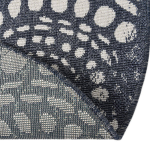 Navy Blue 7' x 7' Outdoor Coastal Round Area Rug Weather Resistant for Patio, Deck, Terrace, Balcony, Porch 100% Polypropylene Coastal Decor Carpet for Sale at Rug Engine