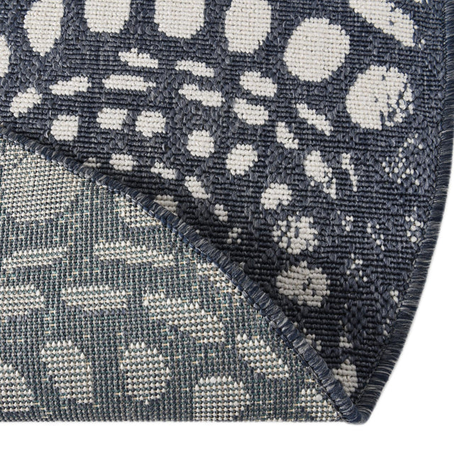 Navy Blue 7' x 7' Outdoor Coastal Round Area Rug Weather Resistant for Patio, Deck, Terrace, Balcony, Porch 100% Polypropylene Coastal Decor Carpet for Sale at Rug Engine