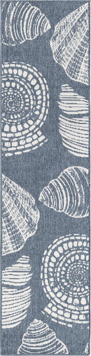 Navy Blue 2' x 8' Outdoor Coastal Runner Area Rug Weather Resistant for Patio, Deck, Terrace, Balcony, Porch 100% Polypropylene Coastal Decor Carpet for Sale at Rug Engine
