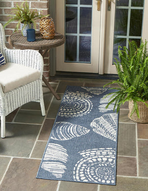 Navy Blue 2' x 8' Outdoor Coastal Runner Area Rug Weather Resistant for Patio, Deck, Terrace, Balcony, Porch 100% Polypropylene Coastal Decor Carpet for Sale at Rug Engine