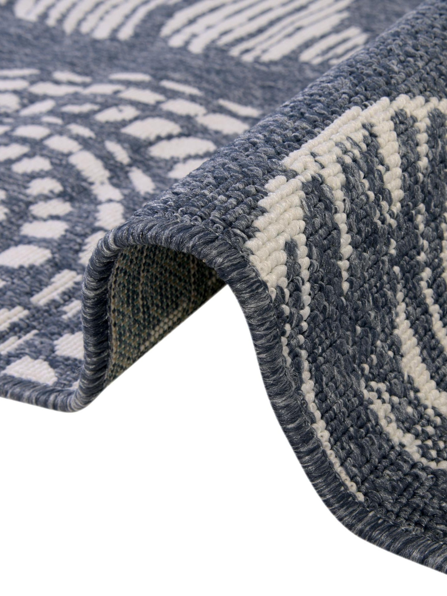 Navy Blue 2' x 8' Outdoor Coastal Runner Area Rug Weather Resistant for Patio, Deck, Terrace, Balcony, Porch 100% Polypropylene Coastal Decor Carpet for Sale at Rug Engine