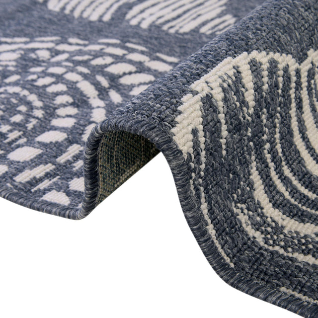 Navy Blue 2' x 8' Outdoor Coastal Runner Area Rug Weather Resistant for Patio, Deck, Terrace, Balcony, Porch 100% Polypropylene Coastal Decor Carpet for Sale at Rug Engine