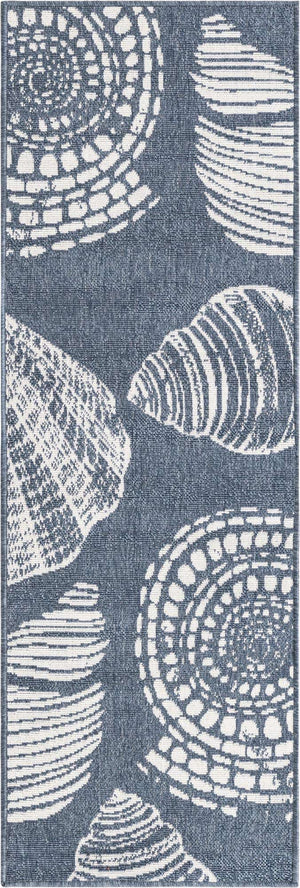 Navy Blue 2' x 6' Outdoor Coastal Runner Area Rug Weather Resistant for Patio, Deck, Terrace, Balcony, Porch 100% Polypropylene Coastal Decor Carpet for Sale at Rug Engine