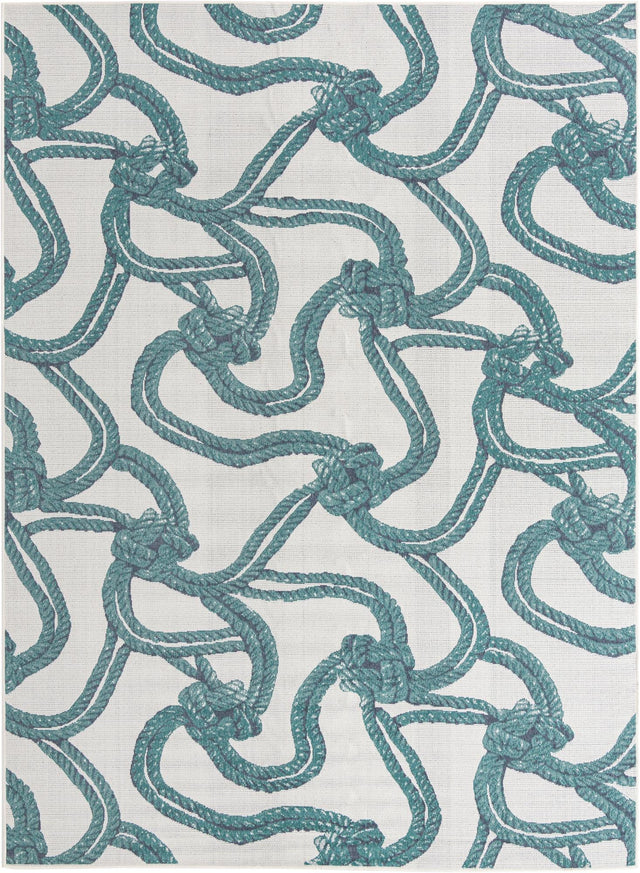 Ivory 9' x 12' Outdoor Coastal Rectangle Area Rug Weather Resistant for Patio, Deck, Terrace, Balcony, Porch 100% Polypropylene Coastal Decor Carpet for Sale at Rug Engine