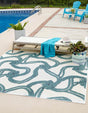 Ivory 7' 10 x 7' 10 Outdoor Coastal Square Area Rug Weather Resistant for Patio, Deck, Terrace, Balcony, Porch 100% Polypropylene Coastal Decor Carpet for Sale at Rug Engine