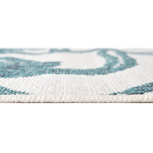 Ivory 7' 10 x 7' 10 Outdoor Coastal Square Area Rug Weather Resistant for Patio, Deck, Terrace, Balcony, Porch 100% Polypropylene Coastal Decor Carpet for Sale at Rug Engine
