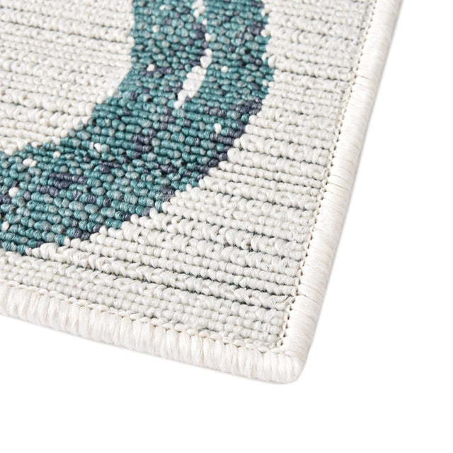 Ivory 7' 10 x 7' 10 Outdoor Coastal Square Area Rug Weather Resistant for Patio, Deck, Terrace, Balcony, Porch 100% Polypropylene Coastal Decor Carpet for Sale at Rug Engine