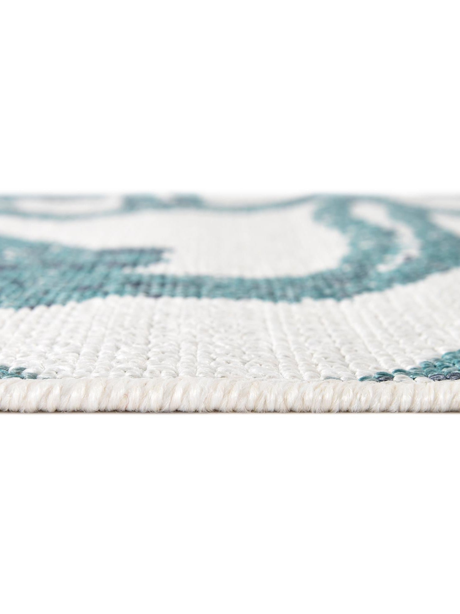Ivory 7' x 7' Outdoor Coastal Round Area Rug Weather Resistant for Patio, Deck, Terrace, Balcony, Porch 100% Polypropylene Coastal Decor Carpet for Sale at Rug Engine