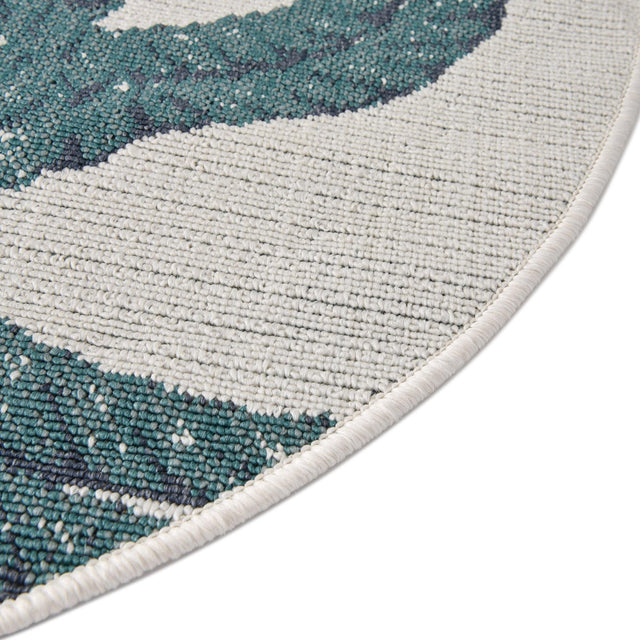 Ivory 7' x 7' Outdoor Coastal Round Area Rug Weather Resistant for Patio, Deck, Terrace, Balcony, Porch 100% Polypropylene Coastal Decor Carpet for Sale at Rug Engine