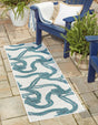 Ivory 2' x 8' Outdoor Coastal Runner Area Rug Weather Resistant for Patio, Deck, Terrace, Balcony, Porch 100% Polypropylene Coastal Decor Carpet for Sale at Rug Engine