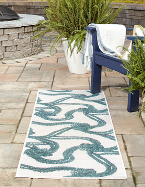 Ivory 2' x 8' Outdoor Coastal Runner Area Rug Weather Resistant for Patio, Deck, Terrace, Balcony, Porch 100% Polypropylene Coastal Decor Carpet for Sale at Rug Engine