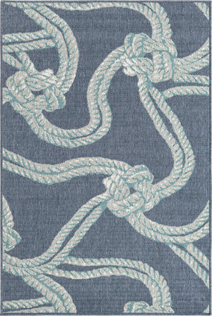 Navy Blue 4' x 6' Outdoor Coastal Rectangle Area Rug Weather Resistant for Patio, Deck, Terrace, Balcony, Porch 100% Polypropylene Coastal Decor Carpet for Sale at Rug Engine