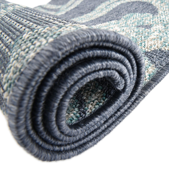 Navy Blue 7' 10 x 7' 10 Outdoor Coastal Square Area Rug Weather Resistant for Patio, Deck, Terrace, Balcony, Porch 100% Polypropylene Coastal Decor Carpet for Sale at Rug Engine