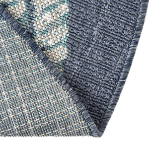 Navy Blue 4' x 4' Outdoor Coastal Round Area Rug Weather Resistant for Patio, Deck, Terrace, Balcony, Porch 100% Polypropylene Coastal Decor Carpet for Sale at Rug Engine