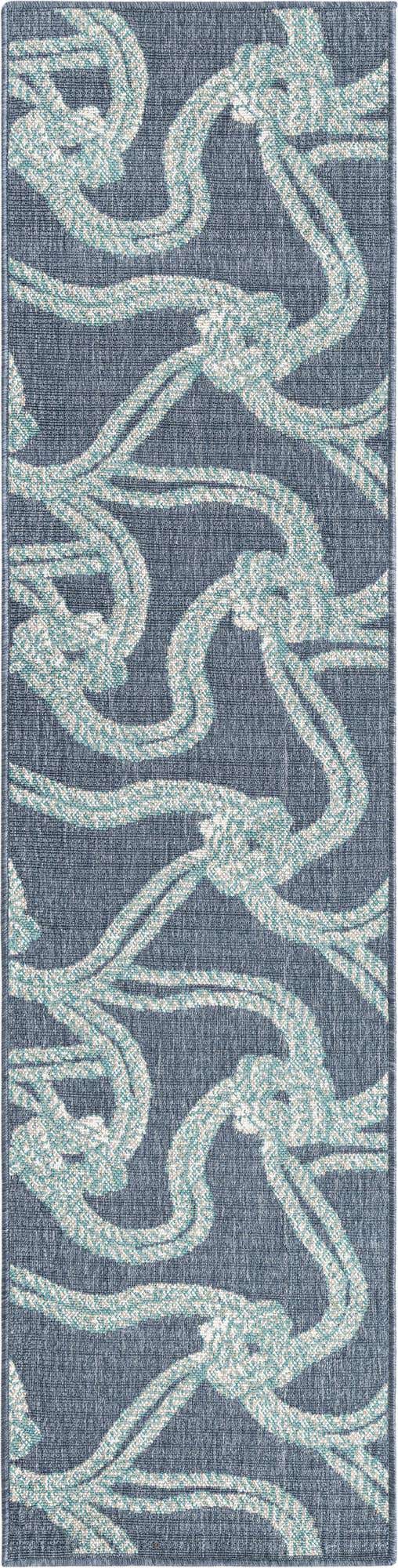 Navy Blue 2' x 8' Outdoor Coastal Runner Area Rug Weather Resistant for Patio, Deck, Terrace, Balcony, Porch 100% Polypropylene Coastal Decor Carpet for Sale at Rug Engine
