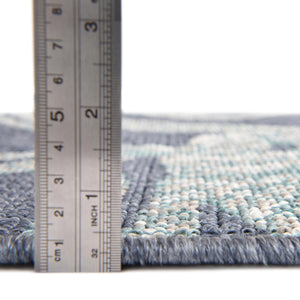 Navy Blue 2' x 6' Outdoor Coastal Runner Area Rug Weather Resistant for Patio, Deck, Terrace, Balcony, Porch 100% Polypropylene Coastal Decor Carpet for Sale at Rug Engine