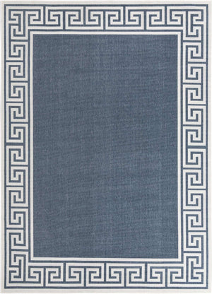 Navy Blue 9' x 12' Outdoor Coastal Rectangle Area Rug Weather Resistant for Patio, Deck, Terrace, Balcony, Porch 100% Polypropylene Coastal Decor Carpet for Sale at Rug Engine