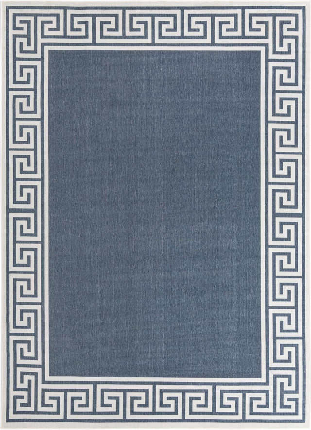 Navy Blue 9' x 12' Outdoor Coastal Rectangle Area Rug Weather Resistant for Patio, Deck, Terrace, Balcony, Porch 100% Polypropylene Coastal Decor Carpet for Sale at Rug Engine