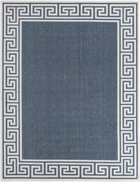 Navy Blue 8' x 10' Outdoor Coastal Rectangle Rug