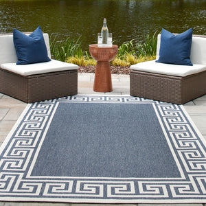Navy Blue 8' x 10' Outdoor Coastal Rectangle Rug