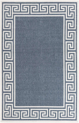 Navy Blue 5' 3 x 8' Outdoor Coastal Rectangle Area Rug Weather Resistant for Patio, Deck, Terrace, Balcony, Porch 100% Polypropylene Coastal Decor Carpet for Sale at Rug Engine