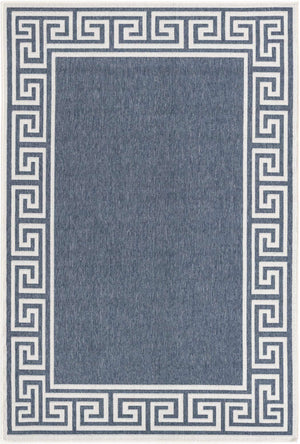 Navy Blue 4' x 6' Outdoor Coastal Rectangle Area Rug Weather Resistant for Patio, Deck, Terrace, Balcony, Porch 100% Polypropylene Coastal Decor Carpet for Sale at Rug Engine