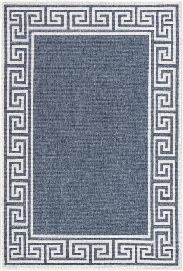 Navy Blue 4' x 6' Outdoor Coastal Rectangle Area Rug Weather Resistant for Patio, Deck, Terrace, Balcony, Porch 100% Polypropylene Coastal Decor Carpet for Sale at Rug Engine
