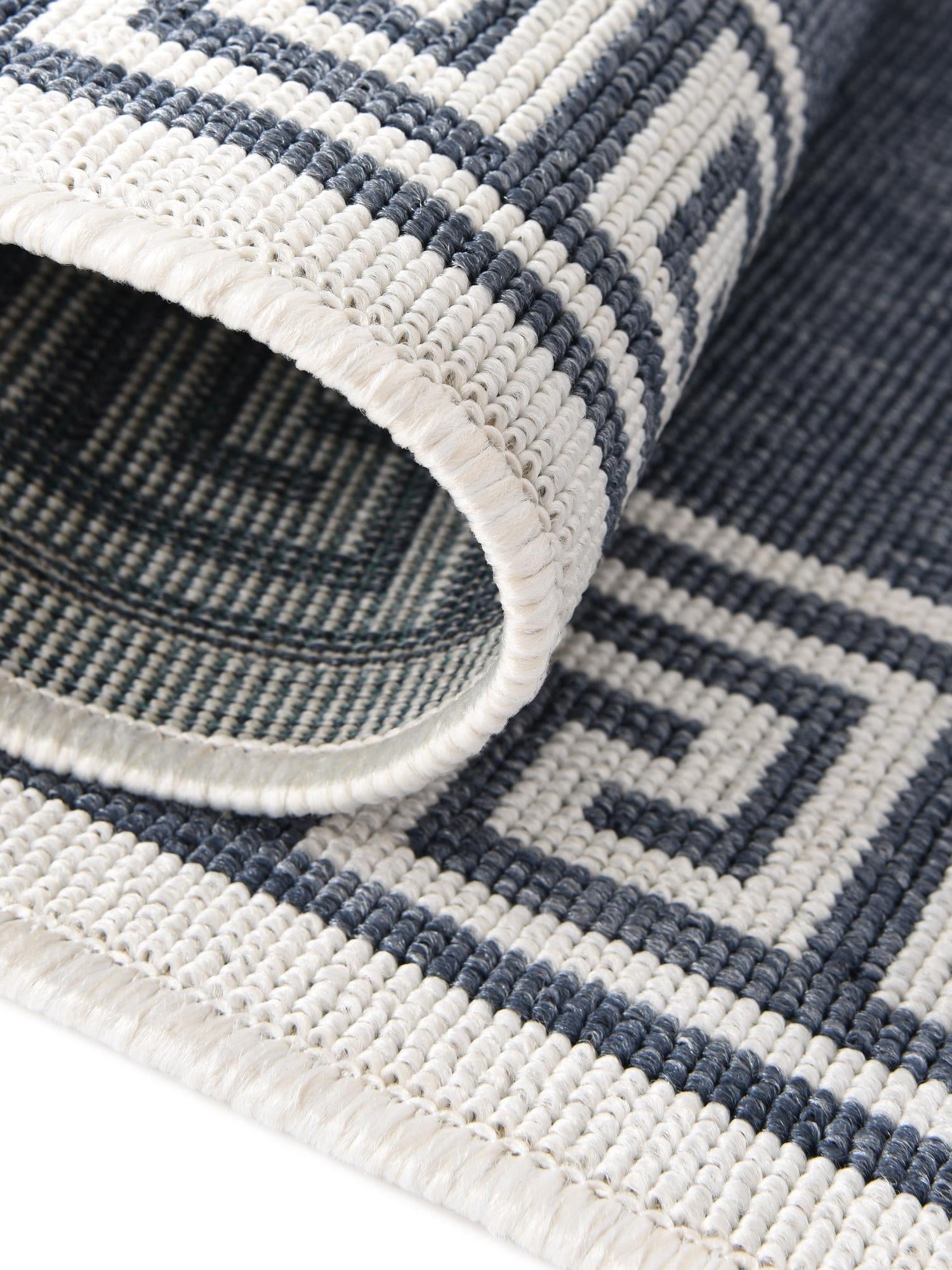 Navy Blue 4' x 4' Outdoor Coastal Round Area Rug Weather Resistant for Patio, Deck, Terrace, Balcony, Porch 100% Polypropylene Coastal Decor Carpet for Sale at Rug Engine